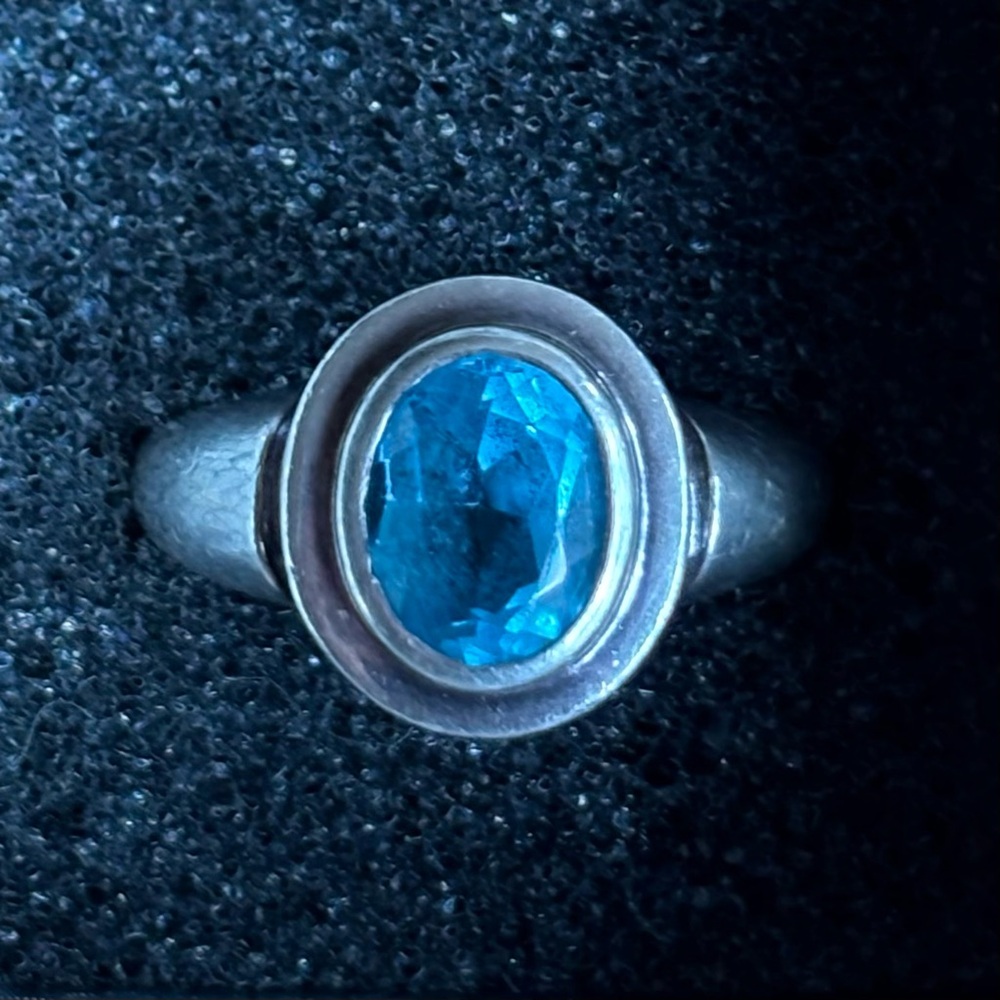Vintage Silver Ring with Blue Topaz Gemstone